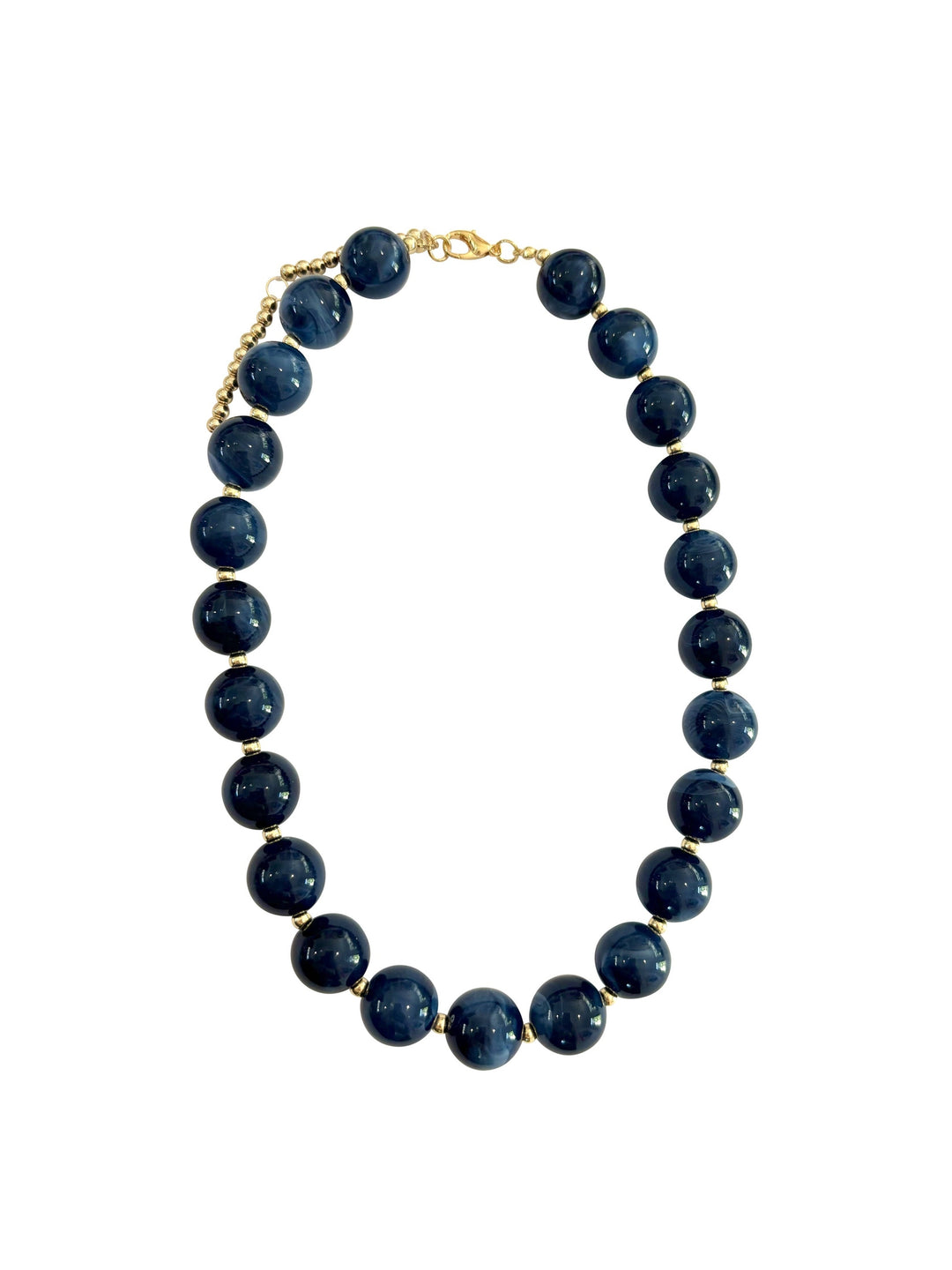 Avery Chunky Beaded Necklace- Navy