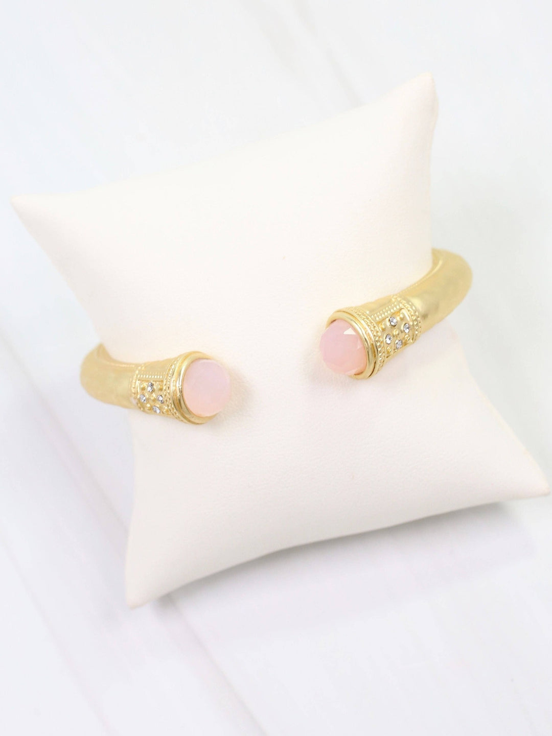 Colette Hammered Hinged Cuff Bracelet- Blush