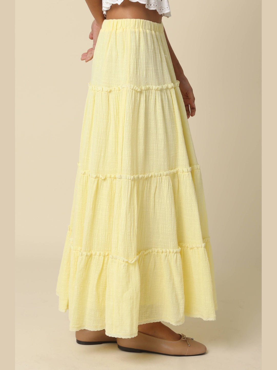 Brooke Tiered Maxi Skirt- Butter Yellow