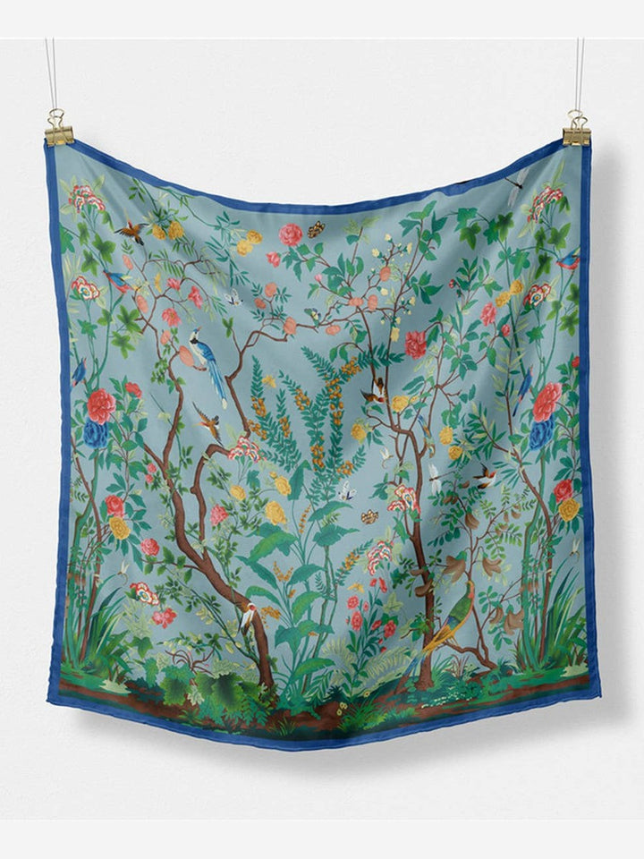 Chinoiserie Scene Faux Silk Scarf