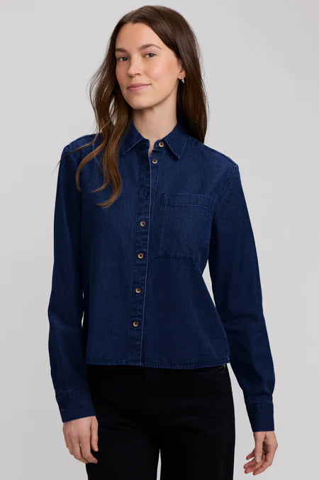 Jodie Denim Long Sleeve Short Shirt