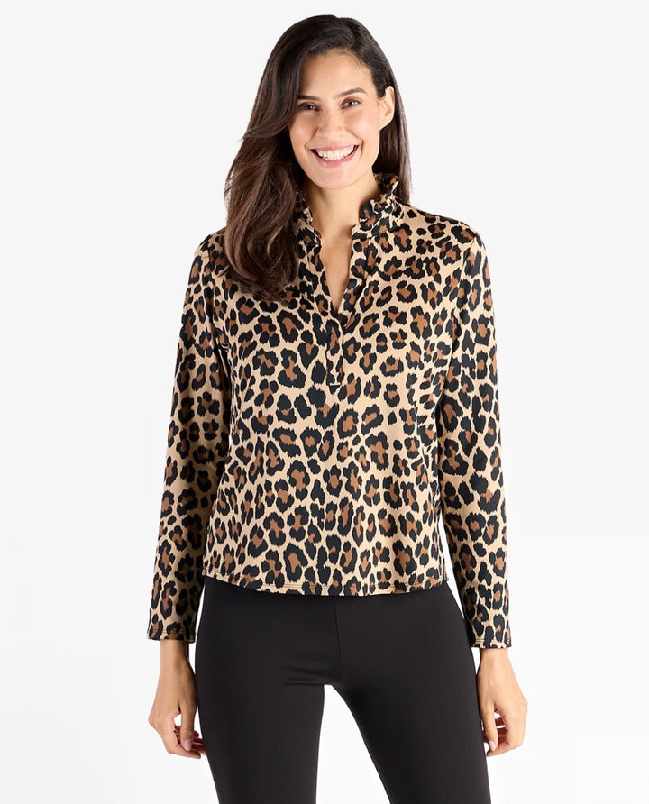 Teri Top Brushed Jude Cloth - Large Leopard Brown Camel