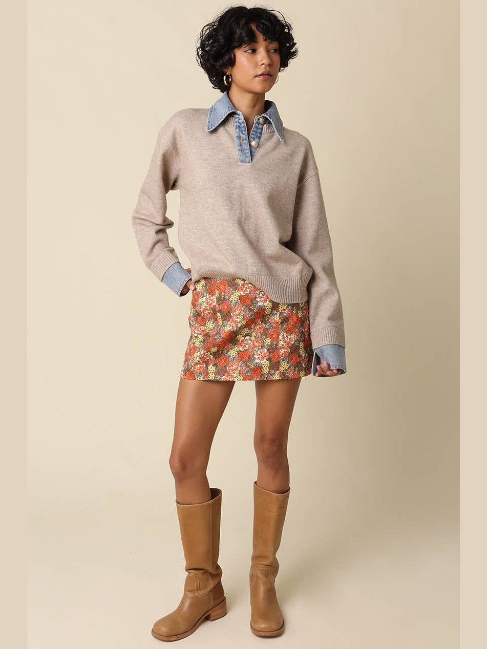 Emely Contrast Knit Top
