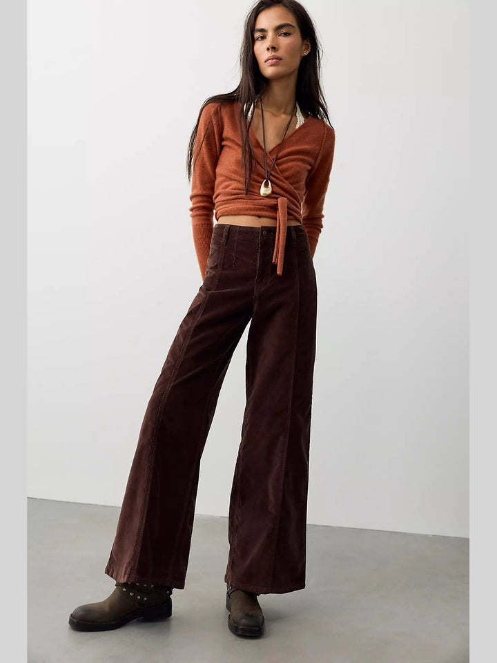 Free People Libre Wide Leg Cord- Shopping Bag Brown