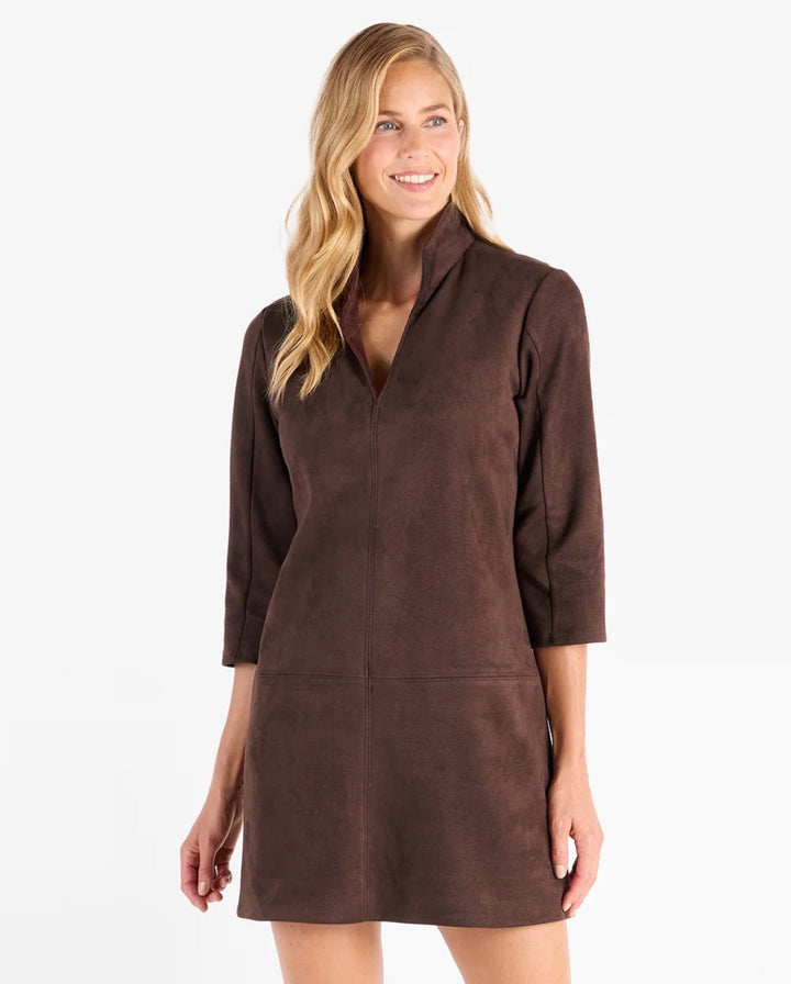 Callie Dress Faux Suede - Espresso