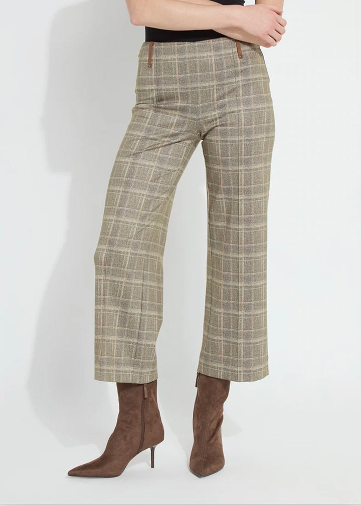 Livia Crop Pant - Smoked Green Plaid