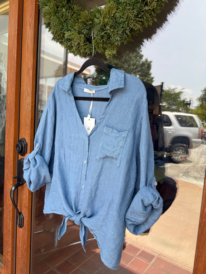 Milio Milano Denim Blue Linen Shirt