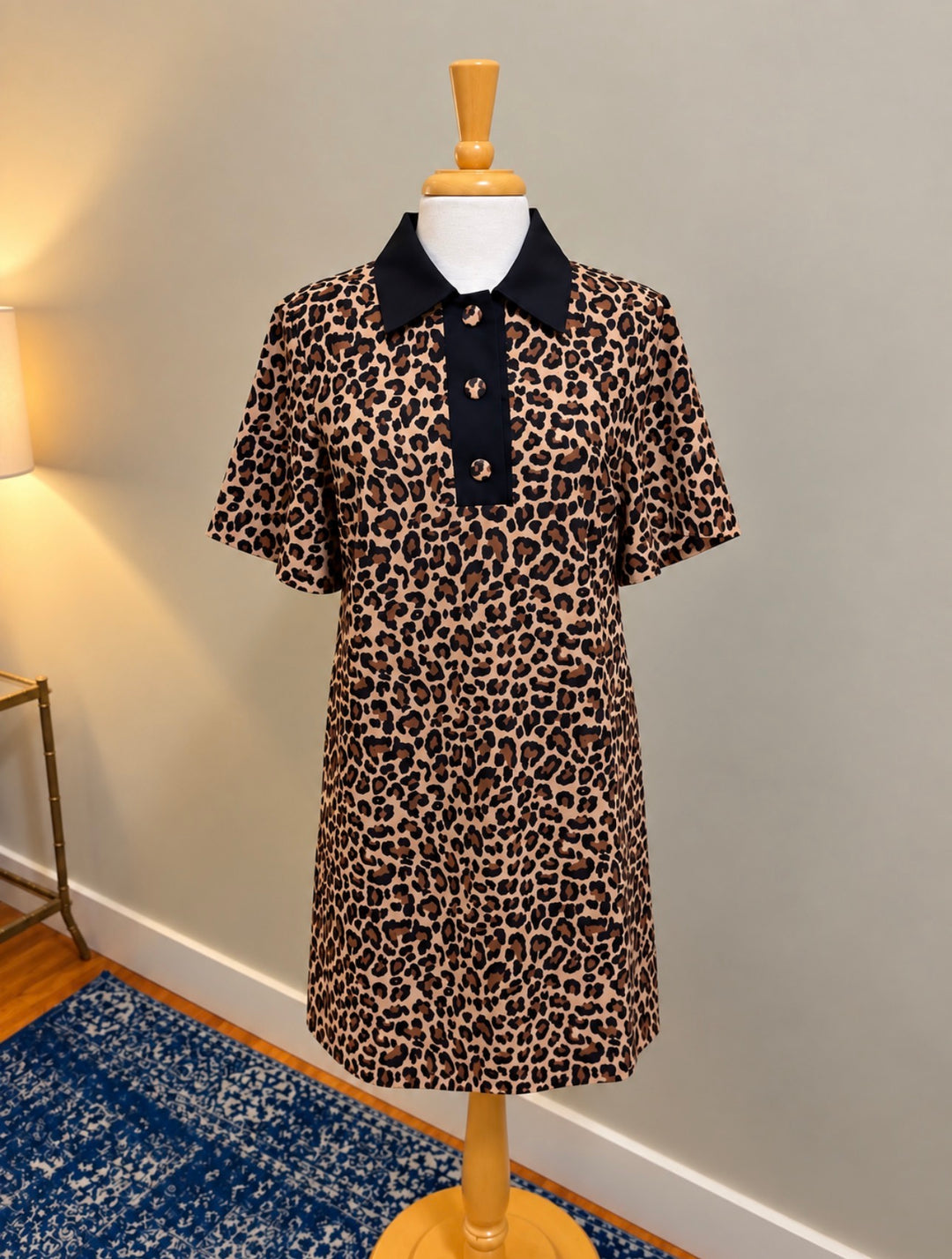 Jade Cheetah Contrast Button Dress