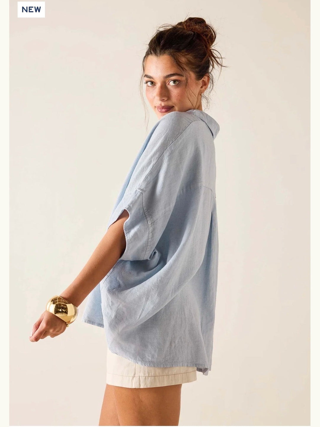 Hermosa Collared Top - Zen Blue