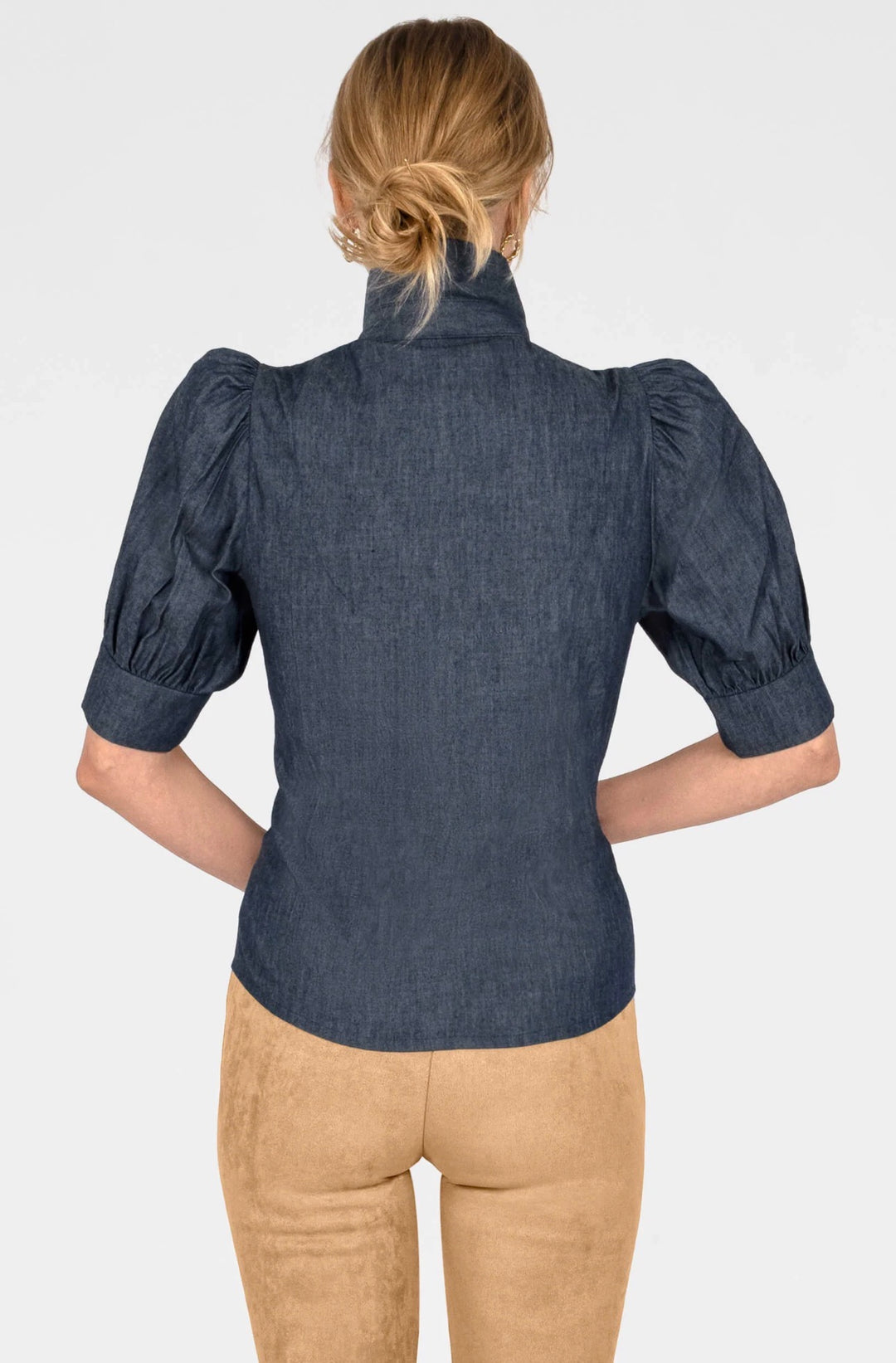 Puff Sleeve Top - Chambray