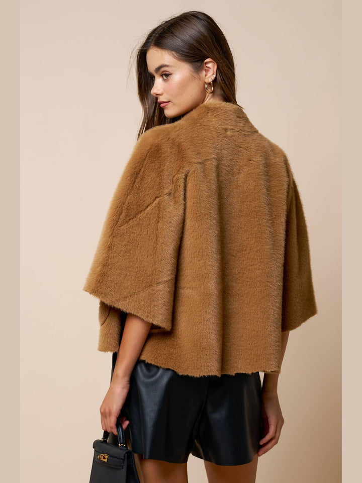 Fur Cape Sleeve Jacket w/ Pockets