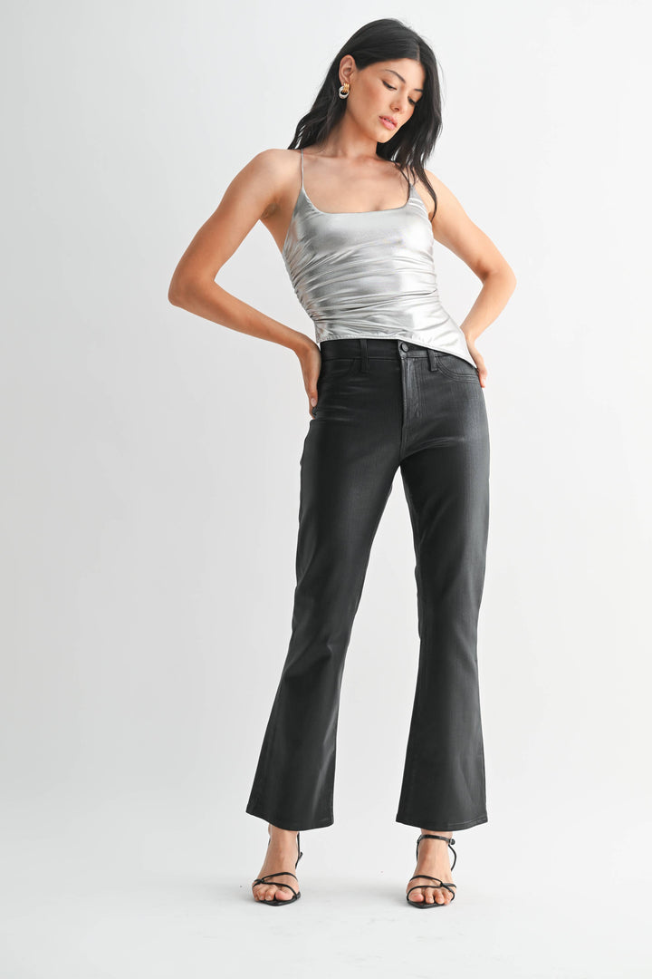 Just Black Denim Slim Cropped Bootcut - Coated Black