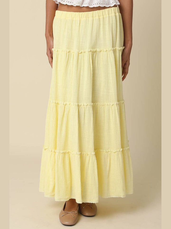 Brooke Tiered Maxi Skirt- Butter Yellow