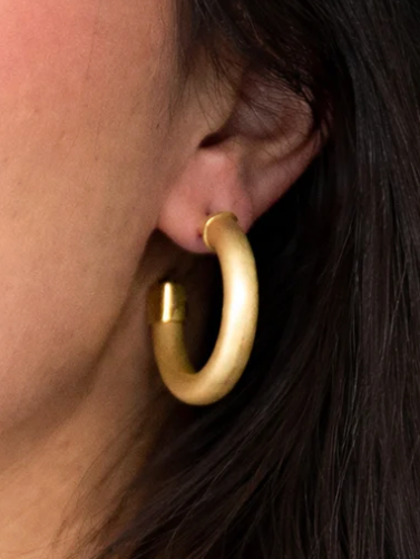 Brushed Gold Lightweight Hoop Earrings