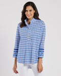 Jude Connally Belinda Top- Terrace Geo Border, Beacon Blue