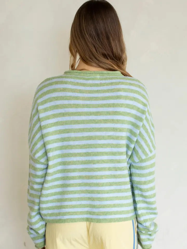 Piper Cardigan Matcha Striped