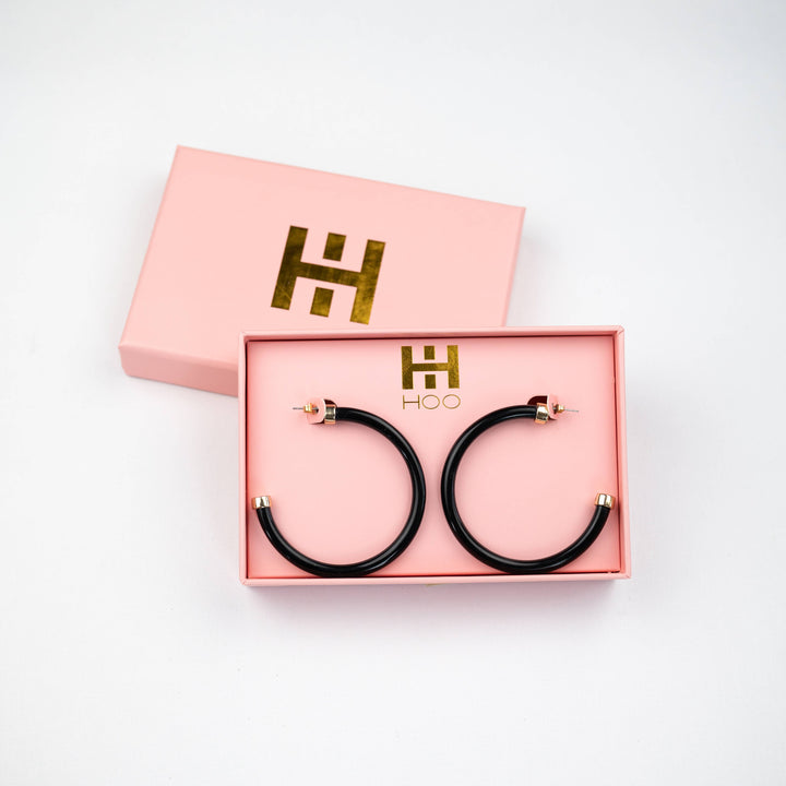 Black Lightweight Acrylic Hoop Earrings