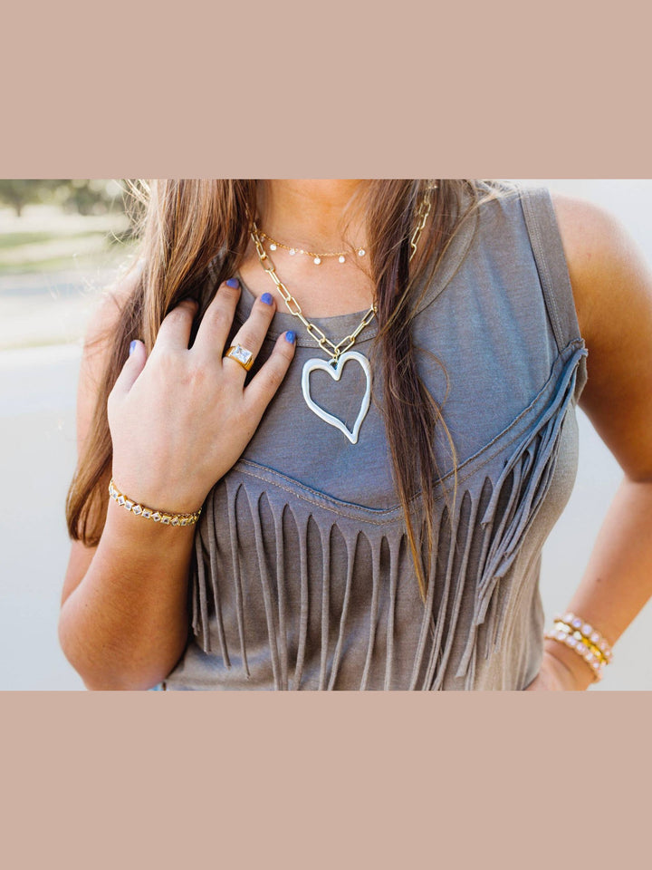 22K Gold Plated Open Heart Pendant/Charm Necklace