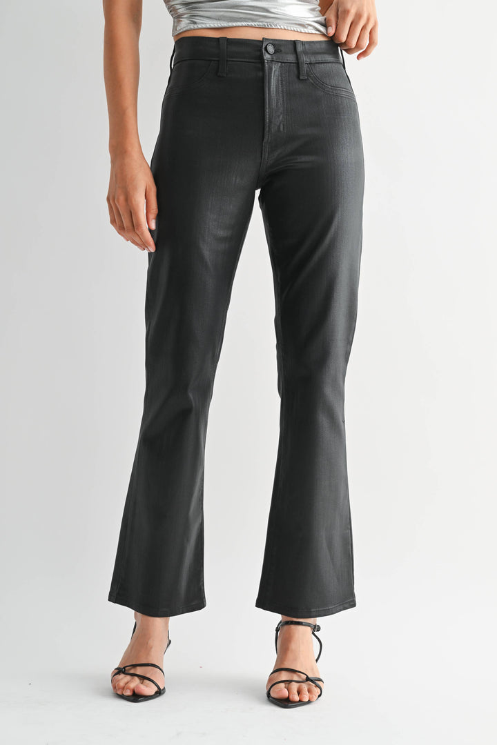 Just Black Denim Slim Cropped Bootcut - Coated Black