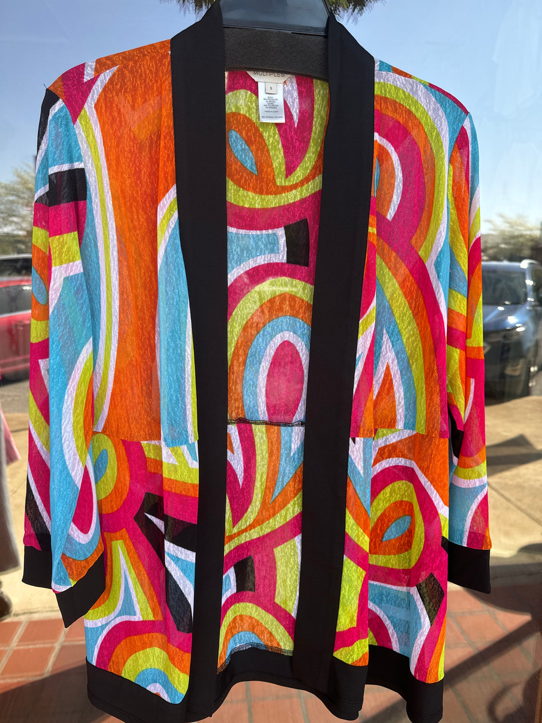Multiples 3/4 Sleeve Banded Open Front Jacket - Fiesta