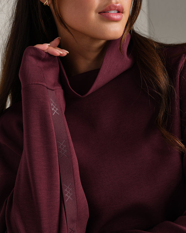 Rhone DreamGlow Mock Neck- Bordeaux Red
