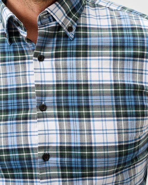 Performance Flannel button Down Shirt - Chimney Rock Tartan - Sailor
