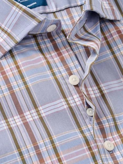 Natural Performance Button Down Shirt - Potomac Plaid - Bluestone