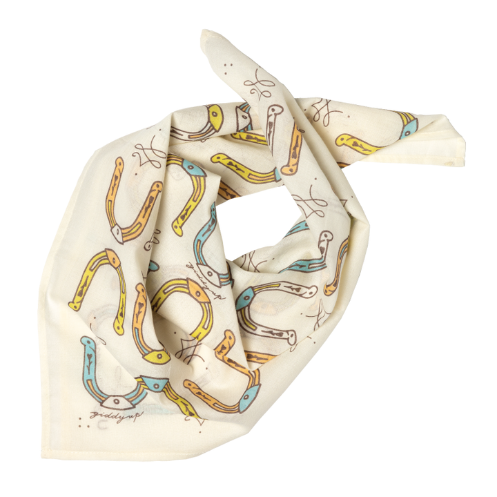 Giddy Up Cotton Bandana Scarf- Cream