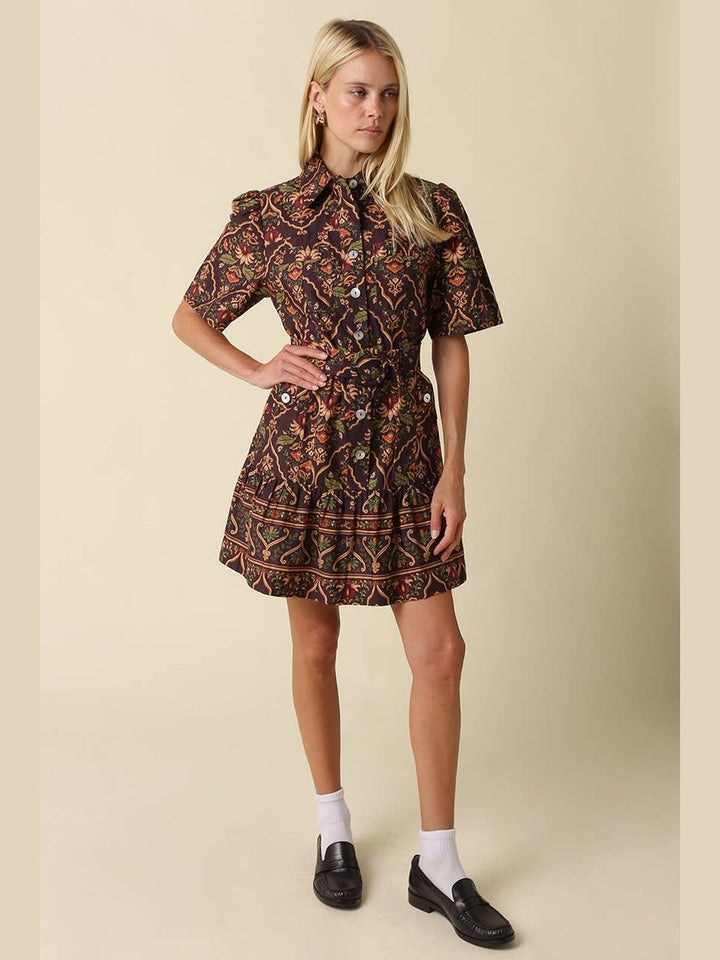 Belen Paisley Belted Mini Dress