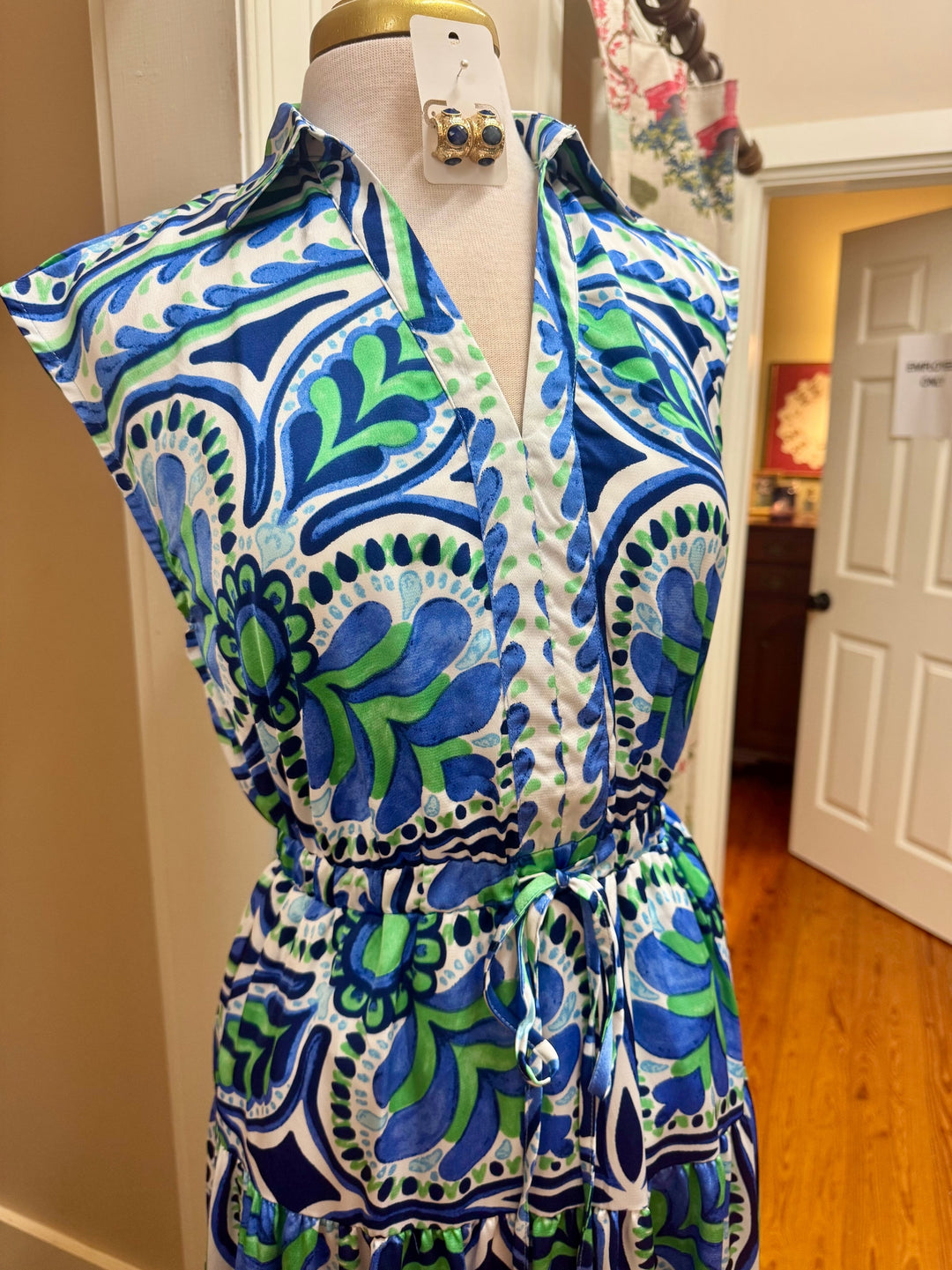 Deep Blue Floral Tiered Maxi Dress
