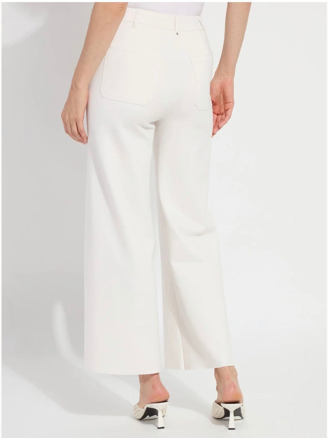 Erin Hi Waist Wide Leg Ponte Pant - Chalk