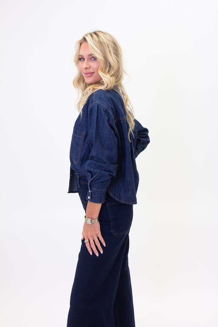 Karlie Denim Shirt w/ Pearl Snap