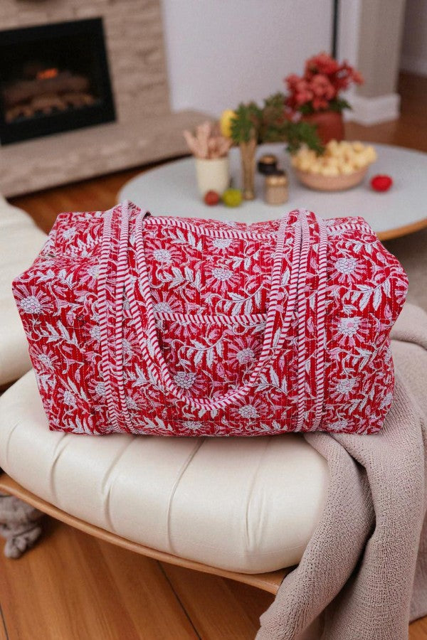 Hampton Red Floral Duffle Bag