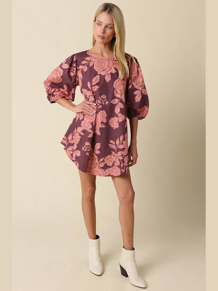 Rose Floral Mini Dress