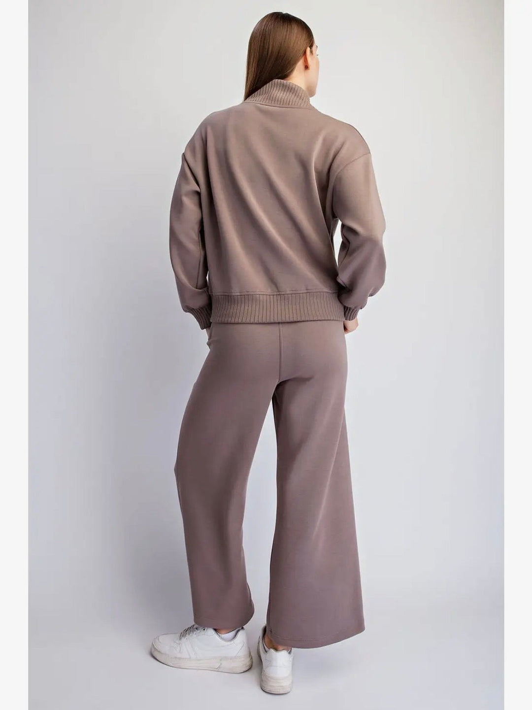 Modal Quarter-Zip Jacket & Wide Leg Pants Set- 3 Colors