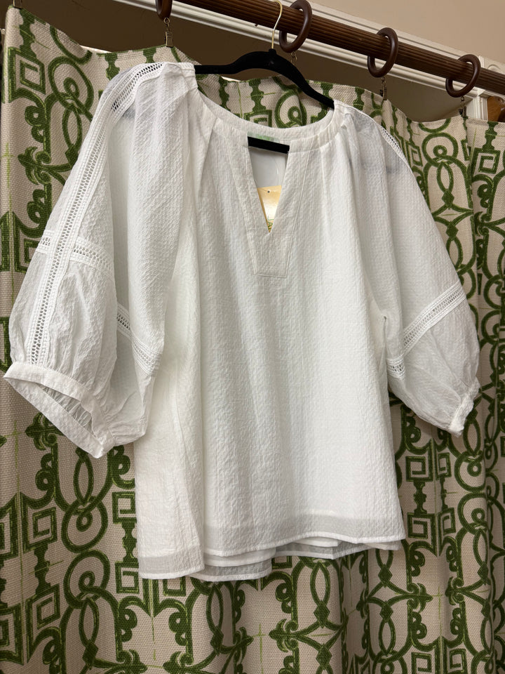 Jade White Peasant Top