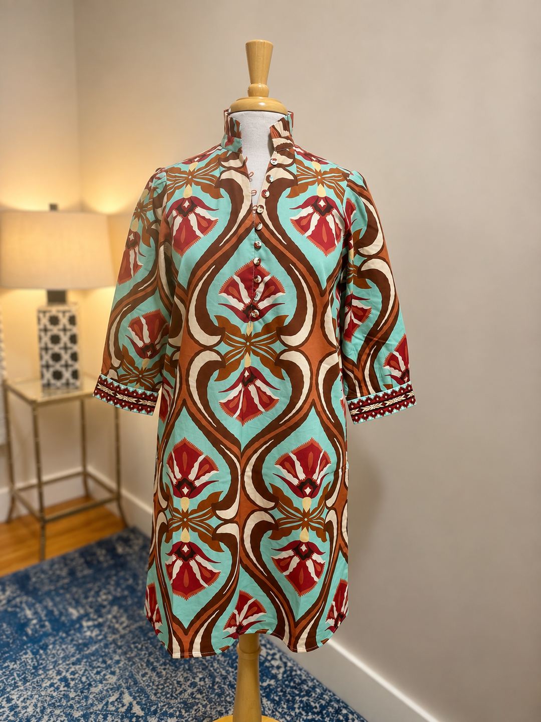 Dahlia Dress - Geo Mint
