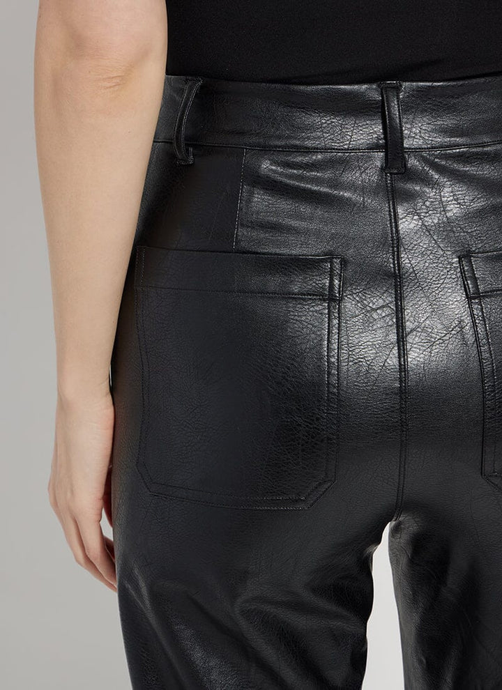 Lysse Hi Waist Vegan Leather Wide Leg Pant - Black