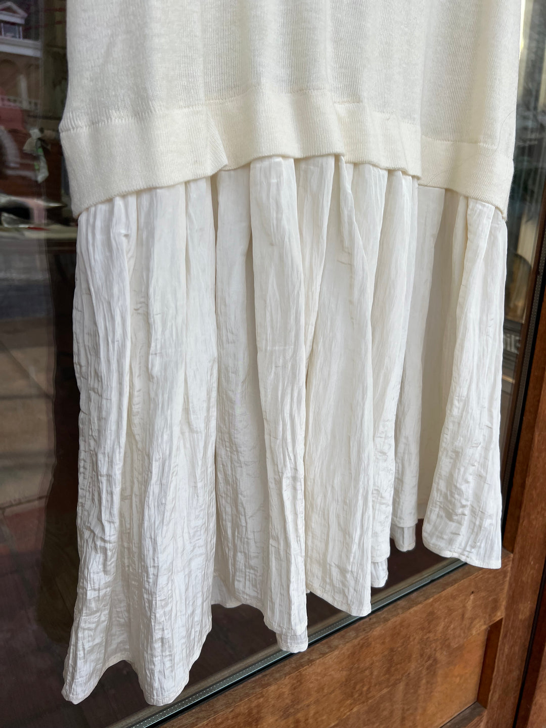 Contrast Knit Mini Dress - Cream