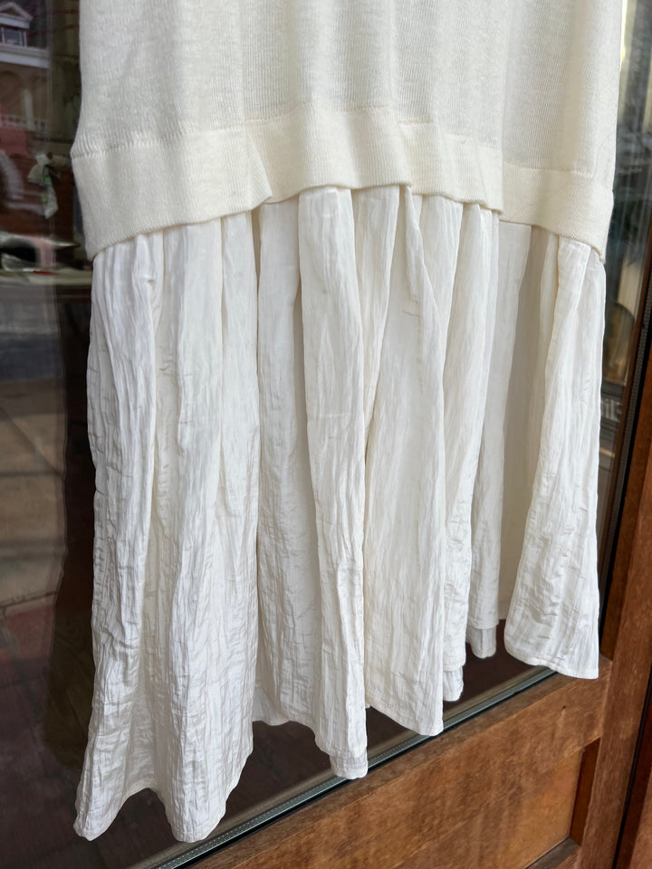Contrast Knit Mini Dress - Cream
