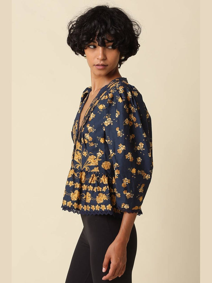 Olivaceous Arya Floral Puff Sleeve Blouse