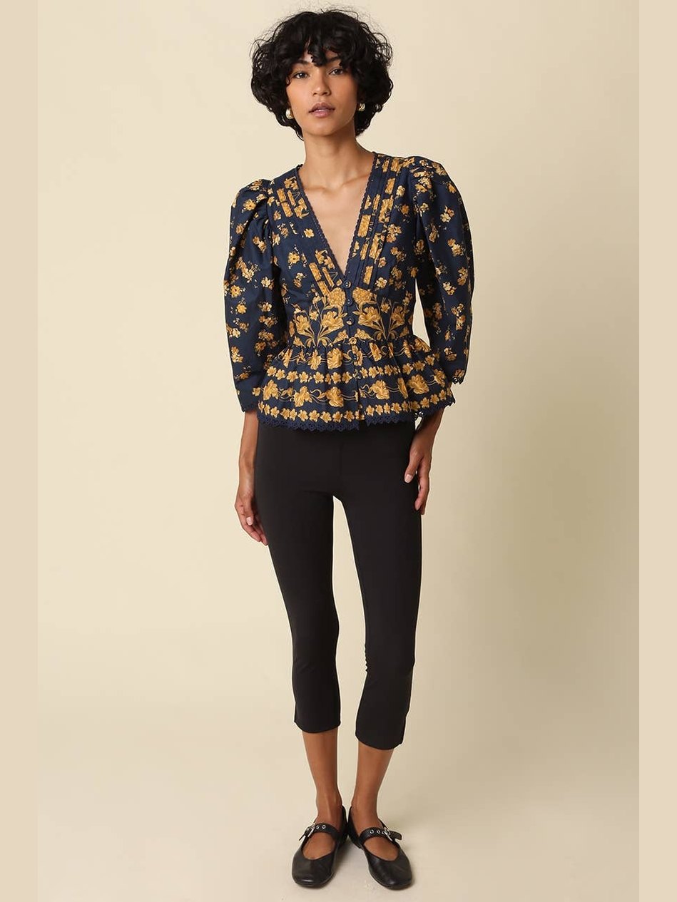 Olivaceous Arya Floral Puff Sleeve Blouse