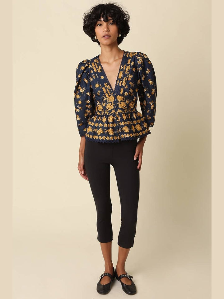 Olivaceous Arya Floral Puff Sleeve Blouse