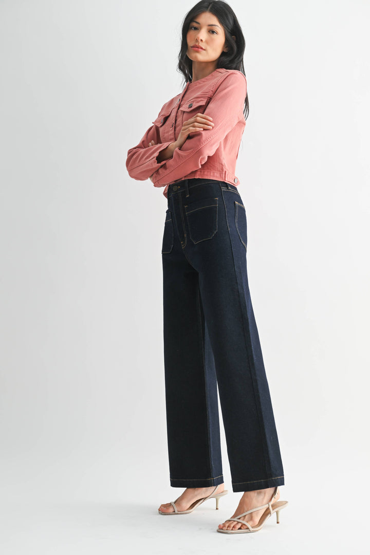 Just Black Denim Patch Pocket Wide Leg - Dark Denim