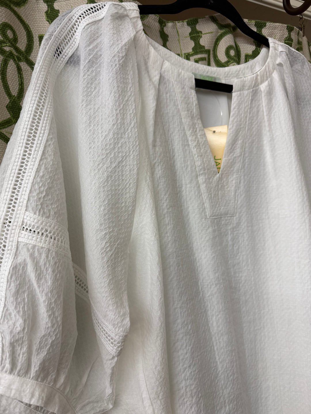 Jade White Peasant Top