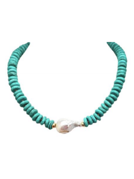 Cali Necklace- Turquoise + Pearl