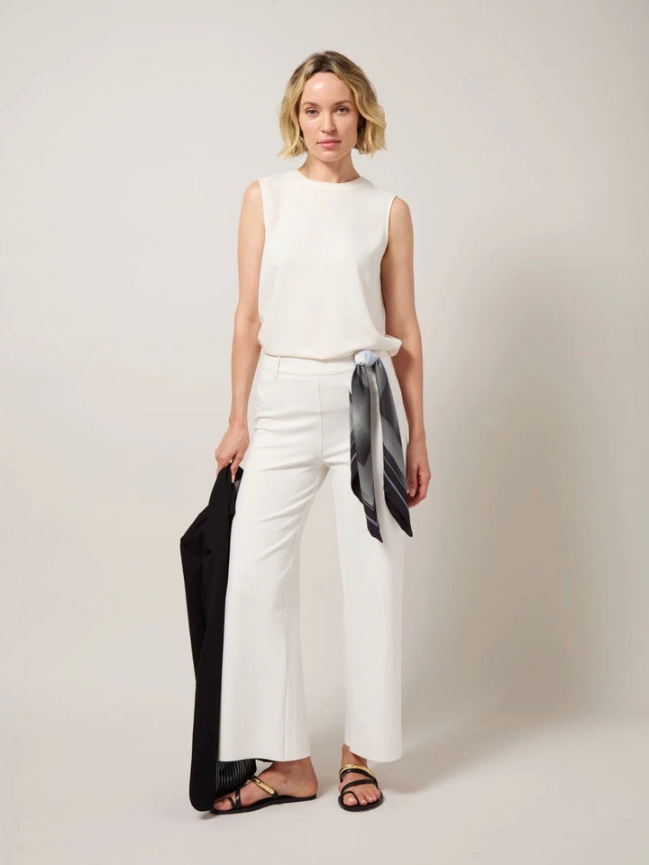Erin Hi Waist Wide Leg Ponte Pant - Chalk