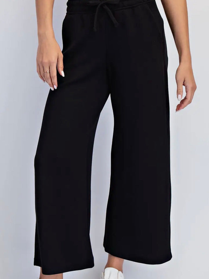 Modal Quarter-Zip Jacket & Wide Leg Pants Set- 3 Colors
