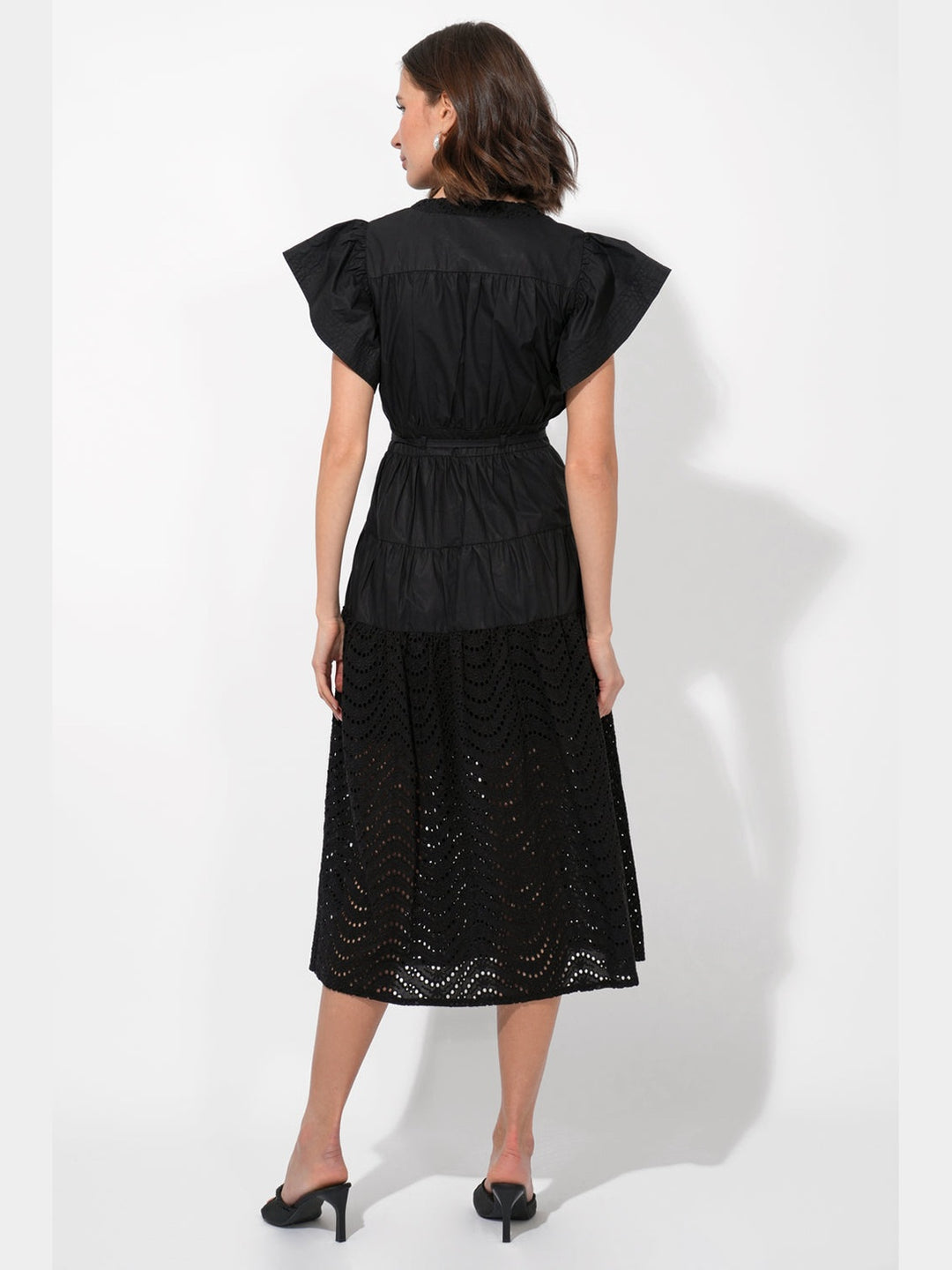 Adelyn Rae Cameron Cotton Eyelet Embroidered Maxi Dress
