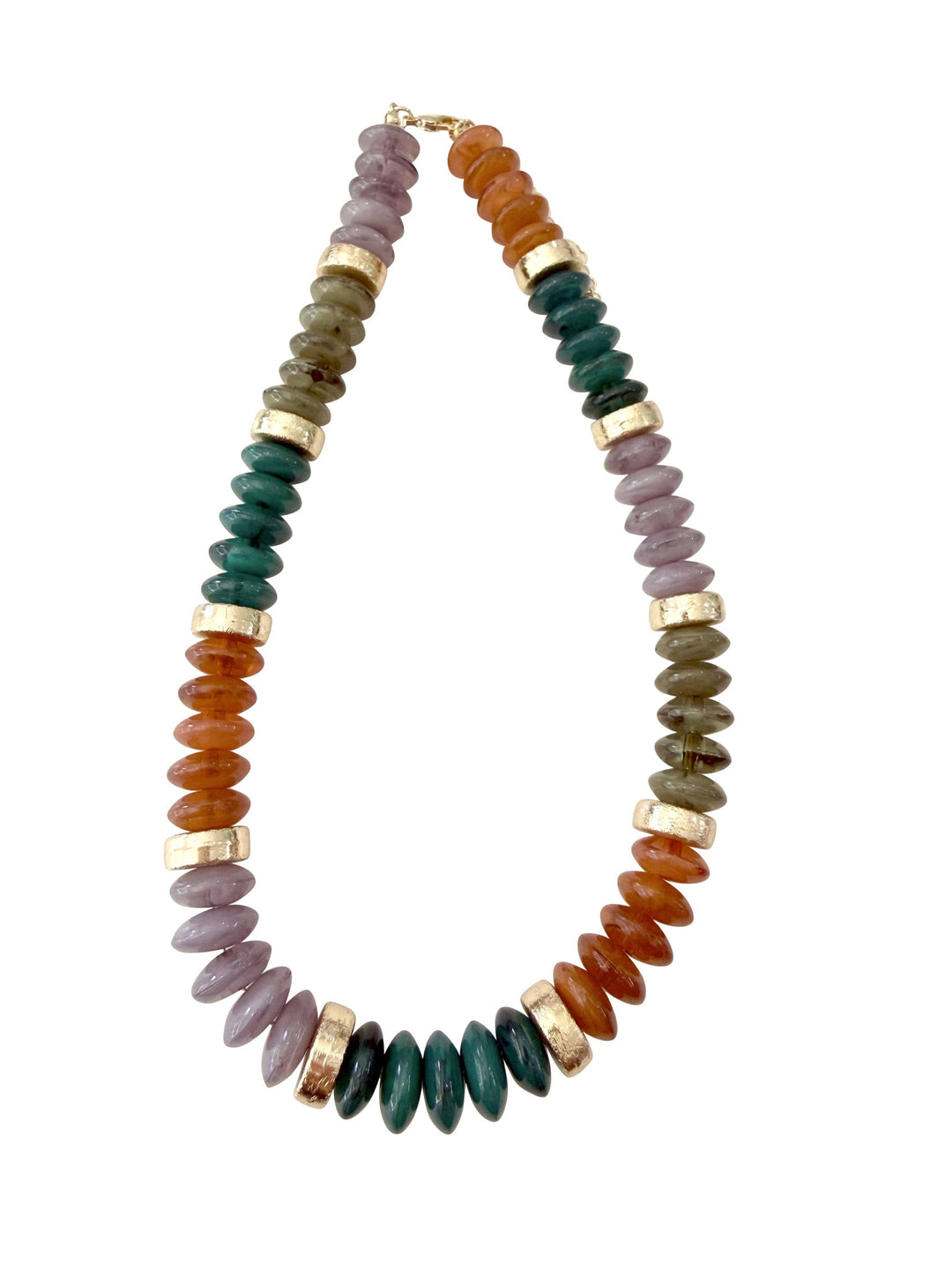 Calloway Beaded Disc Necklace- Forest Mix
